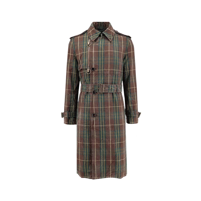 Burberry check Dark Green Cotton Trench Coat