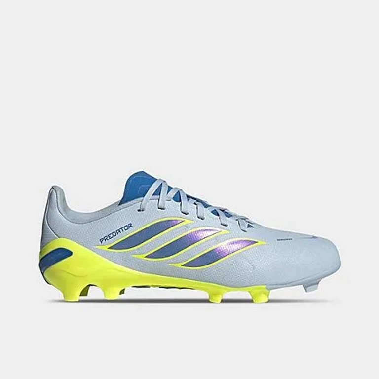 Little Kids and Big Kids Predator League Firm Ground Soccer Cleats in Crystal Sky/Ray Blue/Team Solar Yellow 2 Size: 1.0