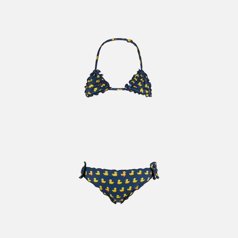 Mc2 Saint Barth Girl Triangle Bikini With Print Blue