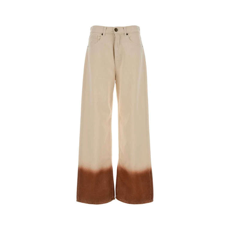 Alanui Two-Tone Denim Wide-Leg Jeans Offwhitebur Pantaloni - Women