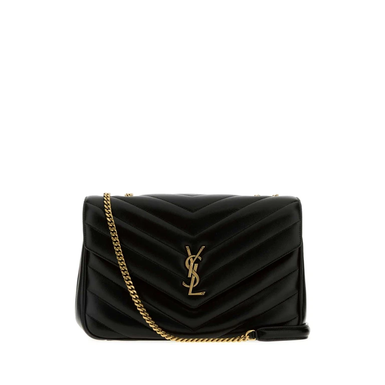 Black Leather Large Lou Shoulder Bag Nero Borse A Tracolla - Women