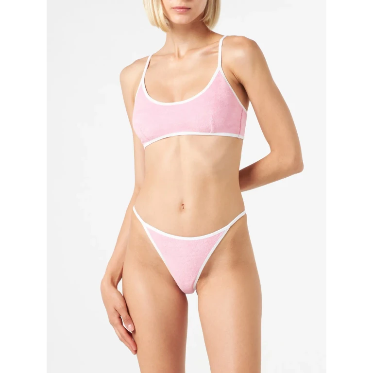 MC2 Saint Barth Pink Juliane String Terry Bikini With Piping Special Edition