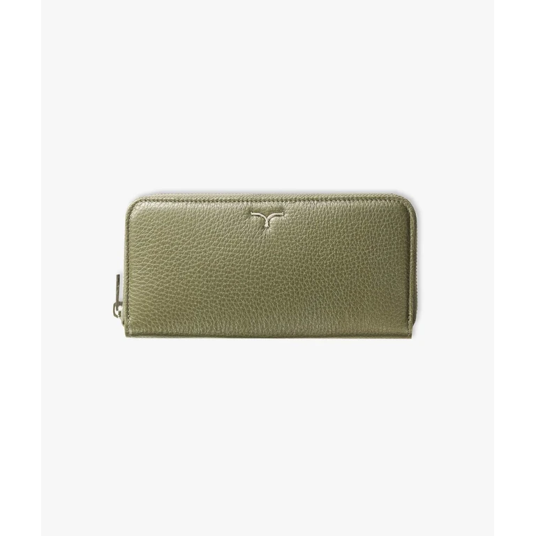 Larusmiani Zippered Wallet Lira Olive And Money Holder - Unisex