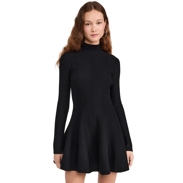 Fleur du Mal Knit Long Sleeve Corset Dress Black M