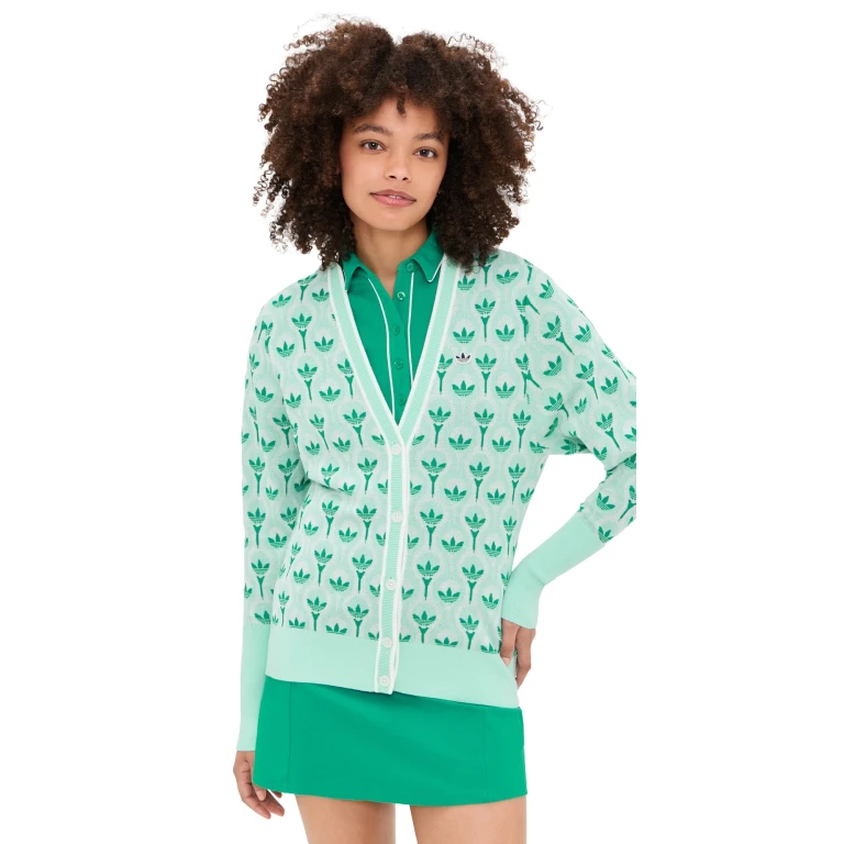Adidas Golf Originals All Over Cardigan White/Clear Mint XXL