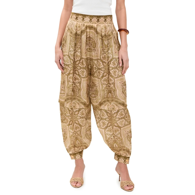 Zimmermann Luna Satin Pants Olive Perla Paisley 2