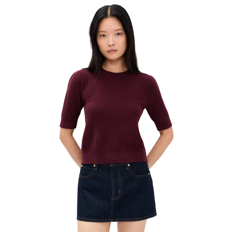 FRAME The Ladder Cashmere Pointelle Sweater Black XS