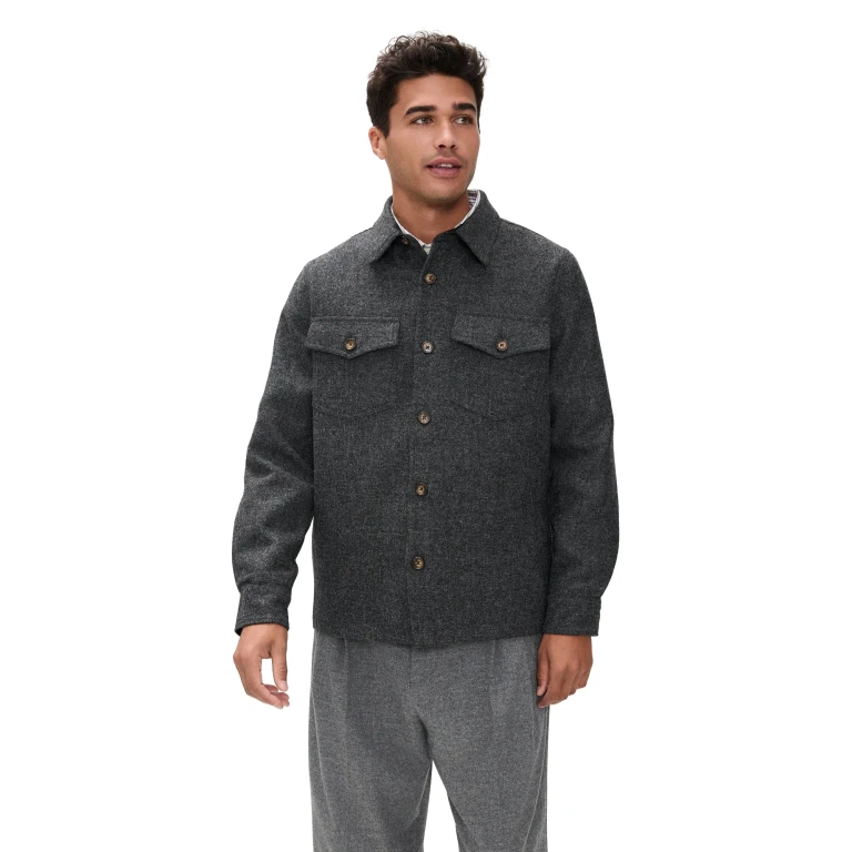 Portuguese Flannel Wool Field Shirt Jacket Grey L