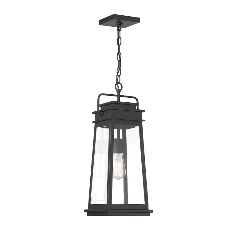 Matte Black One Light Outdoor Hanging Lantern from the Boone Collection