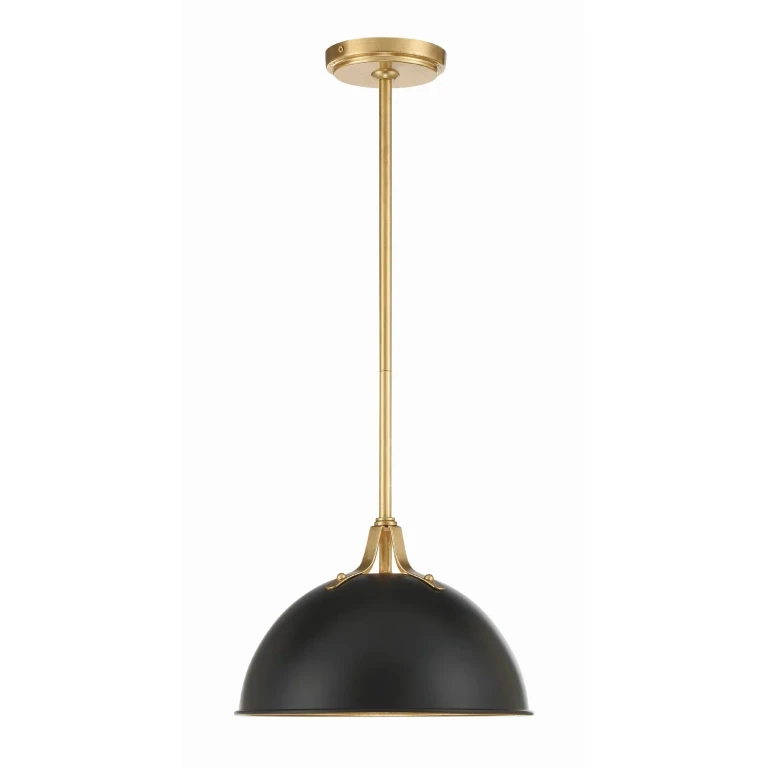 Soto 1-Light Pendant in Matte Black with Antique Gold