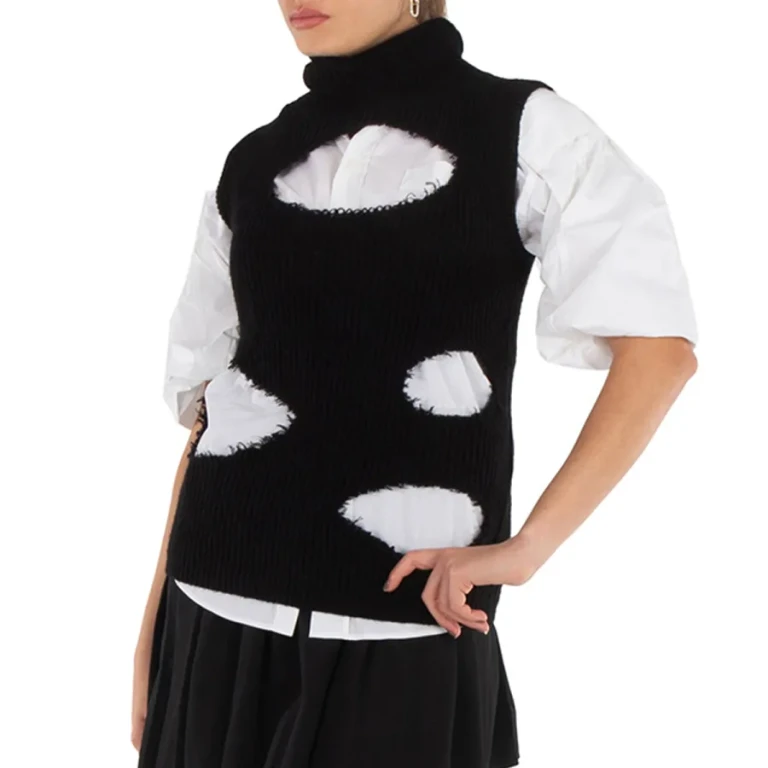 MM6 Maison Margiela Distressed Roll Neck Sweater