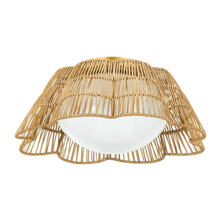 Aged Brass One Light Flush Mount from the Rosa Collection