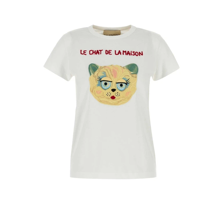 Garavani White Silk T-Shirt Avorio Exterior - Women