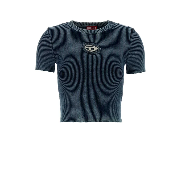 Diesel Denim Blue Cotton M-Anchor T-Shirt 8at - Women