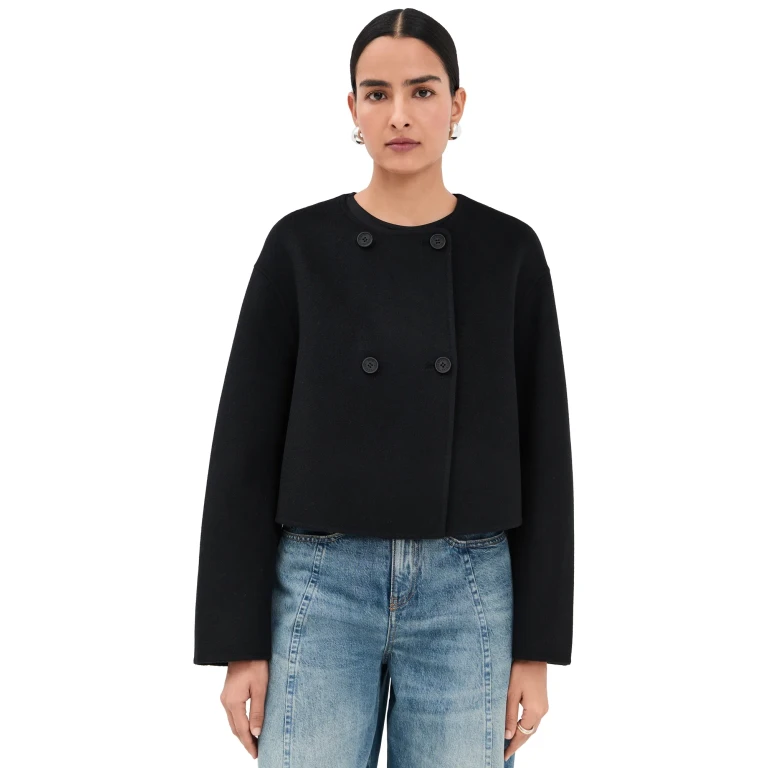 Sablyn Floren Cropped Double Breasted Coat Black S