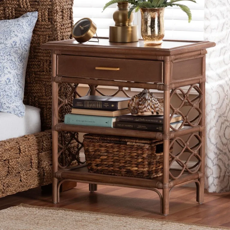 Akane Brown Rattan Nightstand