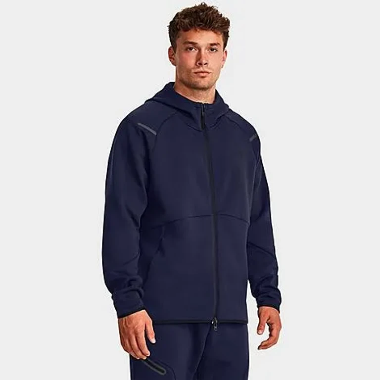 Under Armour Men's Unstoppable Fleece Full-Zip Hoodie in Midnight Navy/Black Size: XS