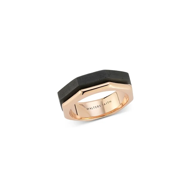 Walters Faith Men's 18K Rose Gold Ebony Sydney Hexagon Band