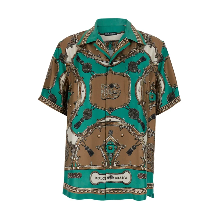 Dolce & Gabbana Multicolor Bowling Shirt With Cuban Collar And All-over Floral Print In Silk For Men