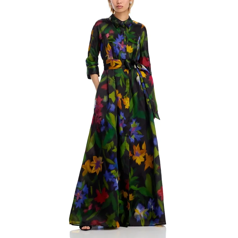 Teri Jon by Rickie Freeman Floral Print Organza Gown