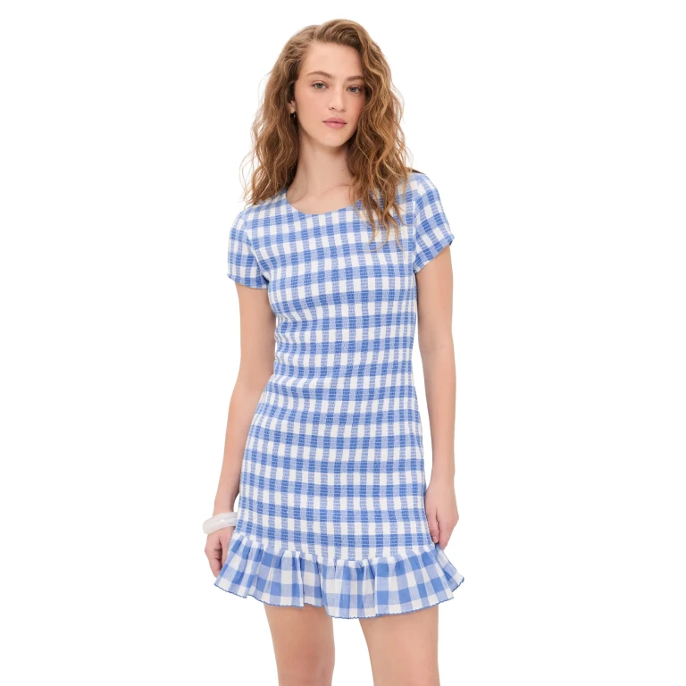 Cleobella June Mini Dress Blue Bonnet Gingham M
