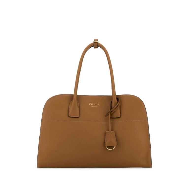 Camel Leather Medium Shopping Bag