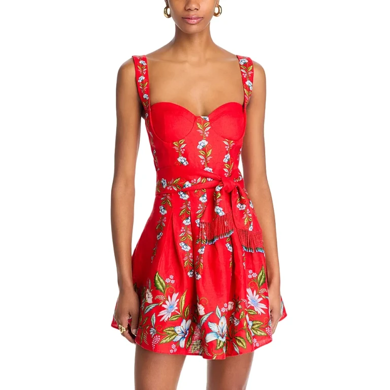 Farm Rio Sweet Bloom Bouquet Red Sleeveless Mini Dress
