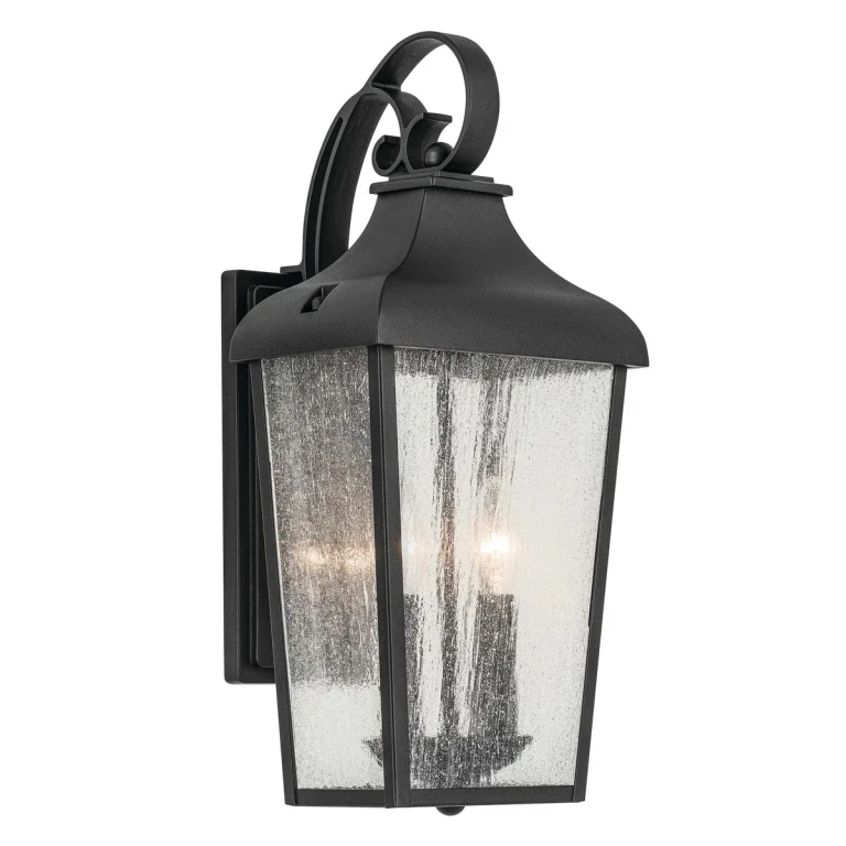 Textured Black Two Light Outdoor Wall Mount from the Forestdale Collection