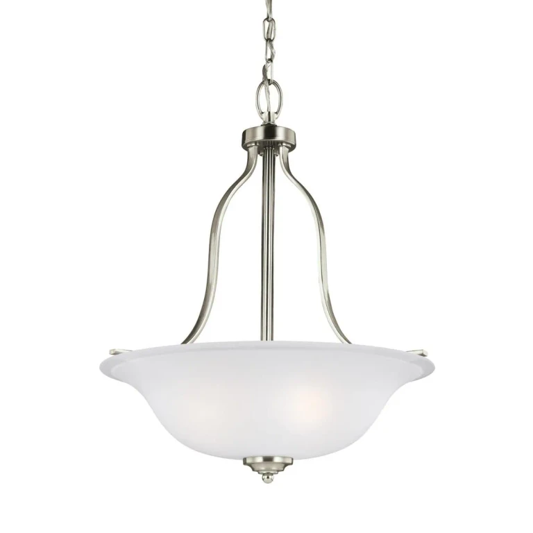 Brushed Nickel Three Light Pendant from the Emmons Collection