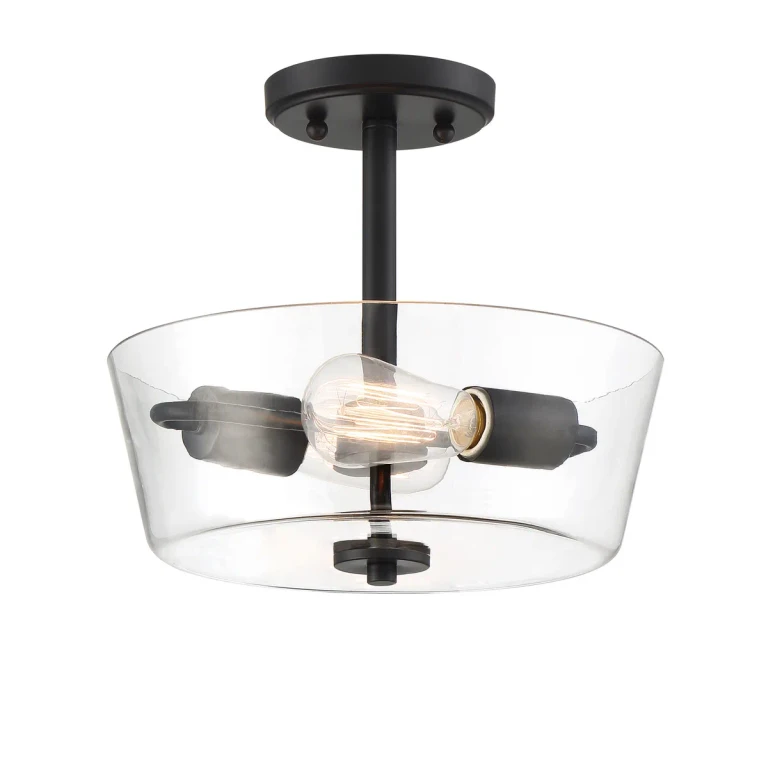 Matte Black Two Light Semi-Flush Mount from the Westin Collection