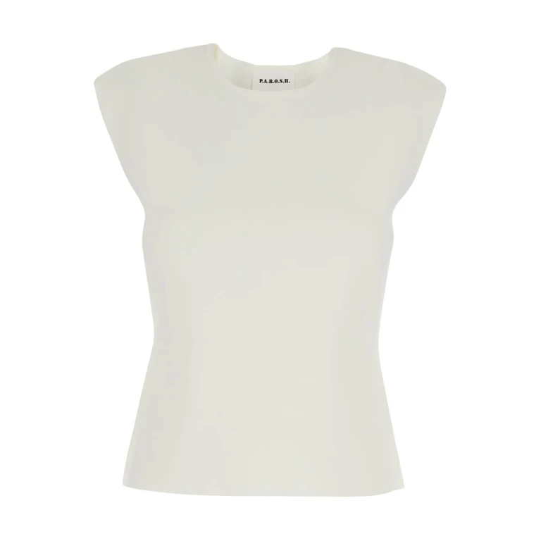 Parosh Top With Round Neckline And Short Design In Viscose Blend White Women