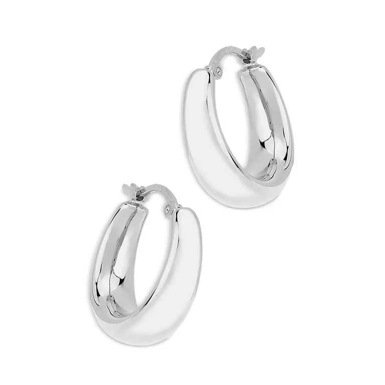 Huggie Hoop Earrings in 14K White Gold