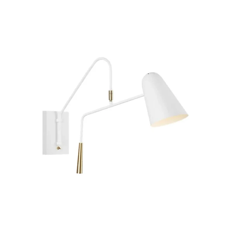 Visual Comfort Studio Simon Wall Sconce in Matte White And Burnished Brass by Ellen Degeneres