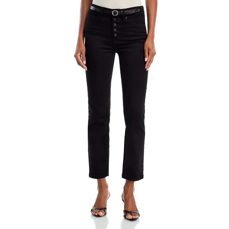 Good American Good Legs Mid Rise Straight Stretch Jeans in Black