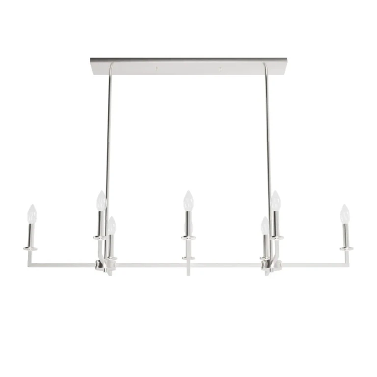 Brushed Nickel Eight Light Linear Chandelier from the Bearden Collection