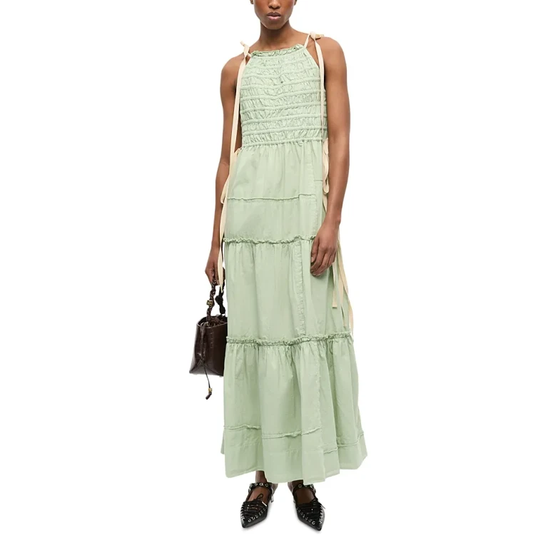 Ganni Shoulder Tie Maxi Dress