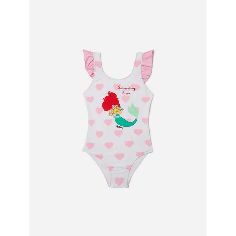 Mc2 Saint Barth Carol One-Piece Swimsuit With Ariel And Heart Print Special Edition White One Piece