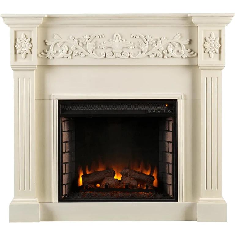 Southern Enterprises Calvert Carved Electric Fireplace - Standard - Ivory