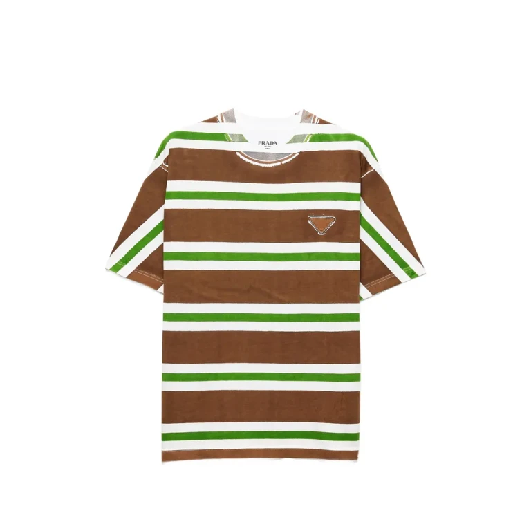 Prada Striped Logo-patch T-shirt