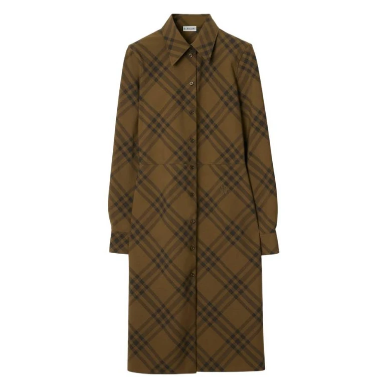 Burberry Check Wool Blend Shirt Dress
