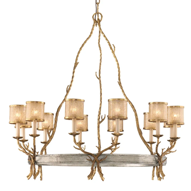 Vintage Gold Leaf 12 Light Chandelier from the Parc Royale Collection