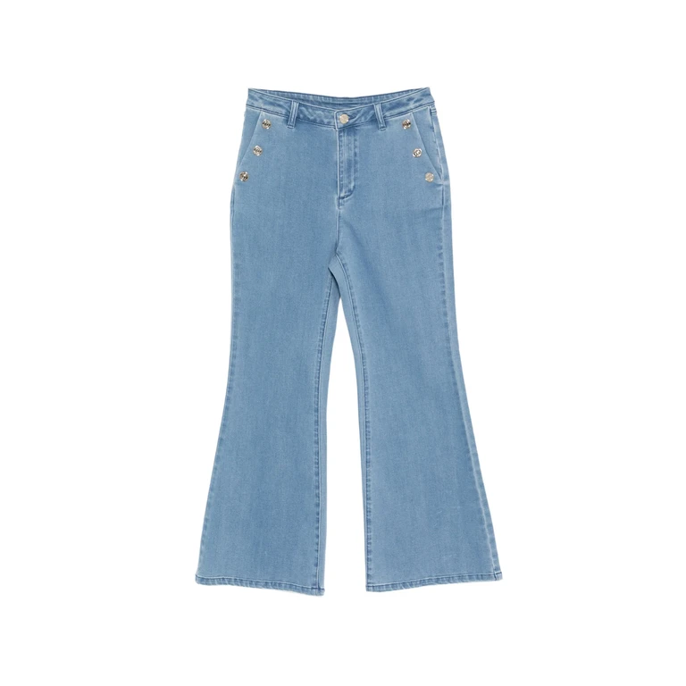 Twinset Kids Pantalone Flare In Denim Blue Pantaloni