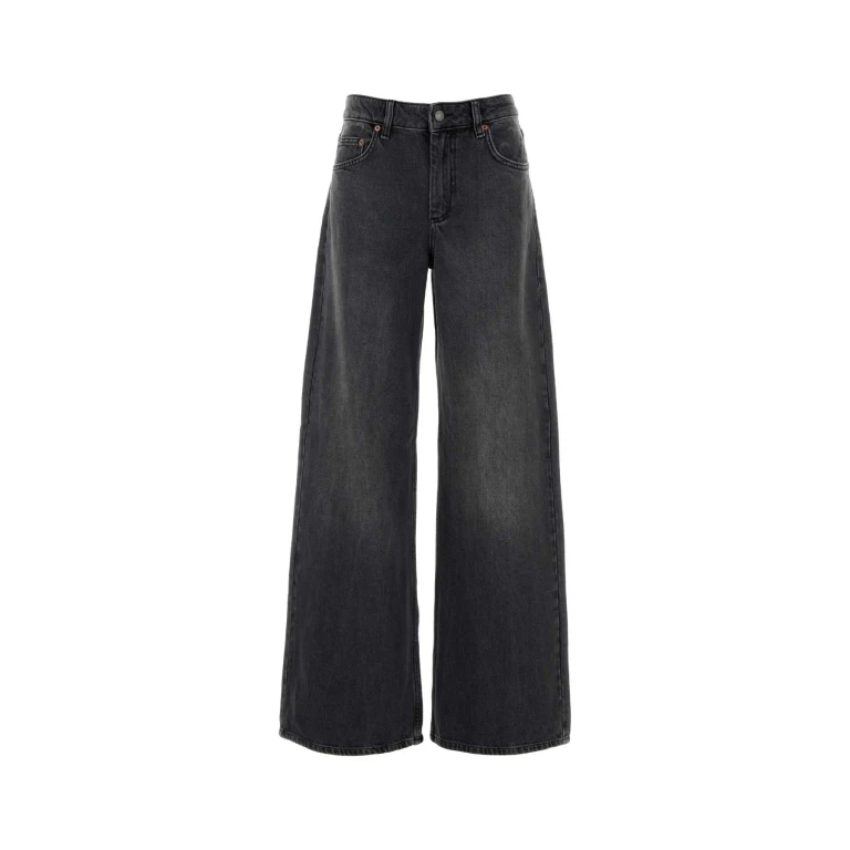 Marine Serre Black Denim Wide-leg Jeans
