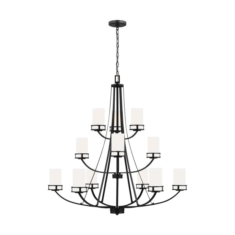 Robie 12-Light Rustic Chandelier in Midnight Black