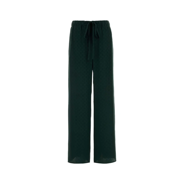 Gucci Bottle Green Silk Wide-leg Pant