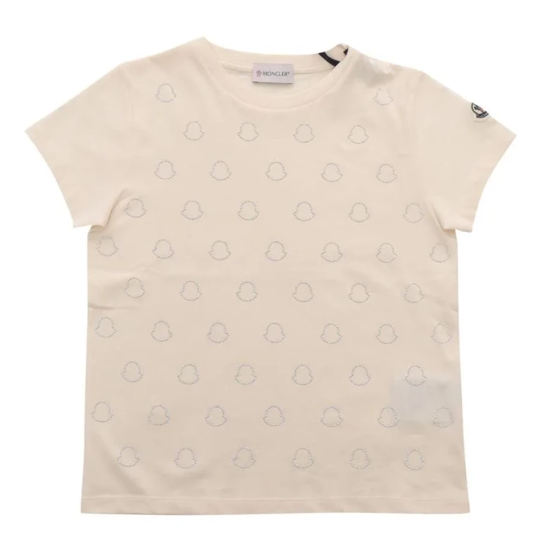 Moncler Girls Crystal Logo Cotton T-Shirt