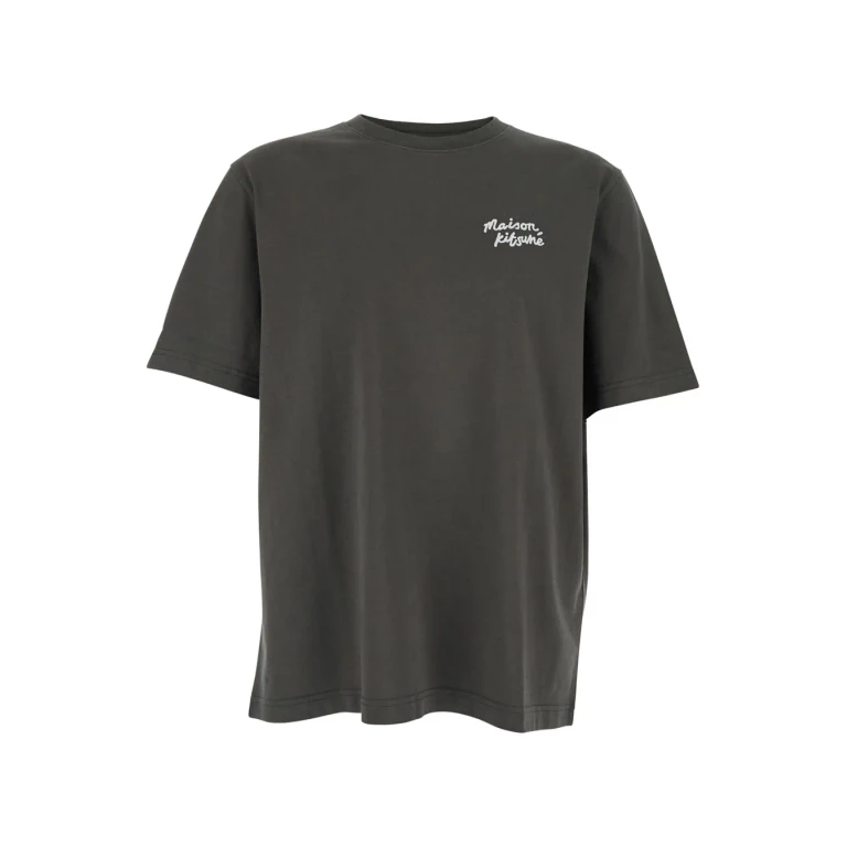 Maison Kitsuné Brown Cotton Crew Neck T-shirt With Logo For Men