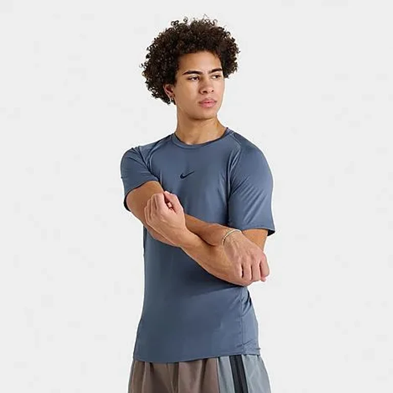 Nike Men's Pro Dri-FIT Tight Short-Sleeve Fitness Top in Dusty Cactus/Black Size: Small