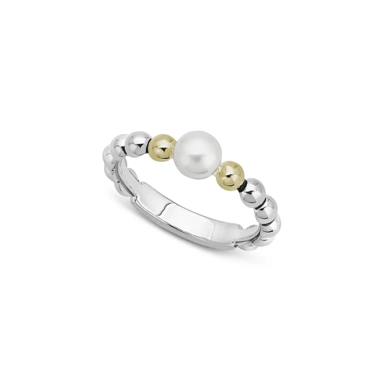 Lagos Sterling Silver & 18K Yellow Gold Luna Cultured Freshwater Pearl Ring