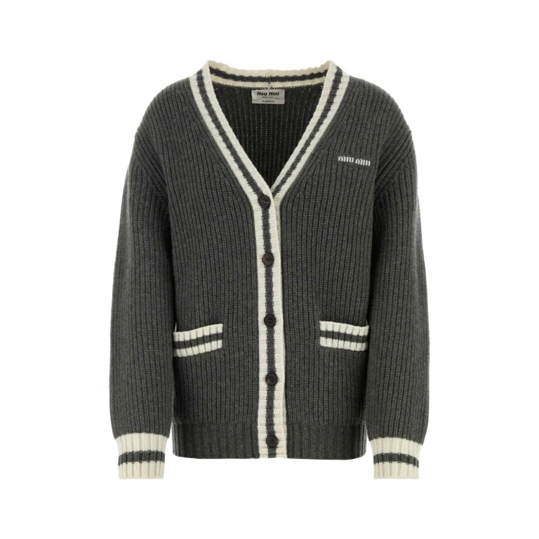 Miu Miu Grey Cashmere Blend Oversize Cardigan